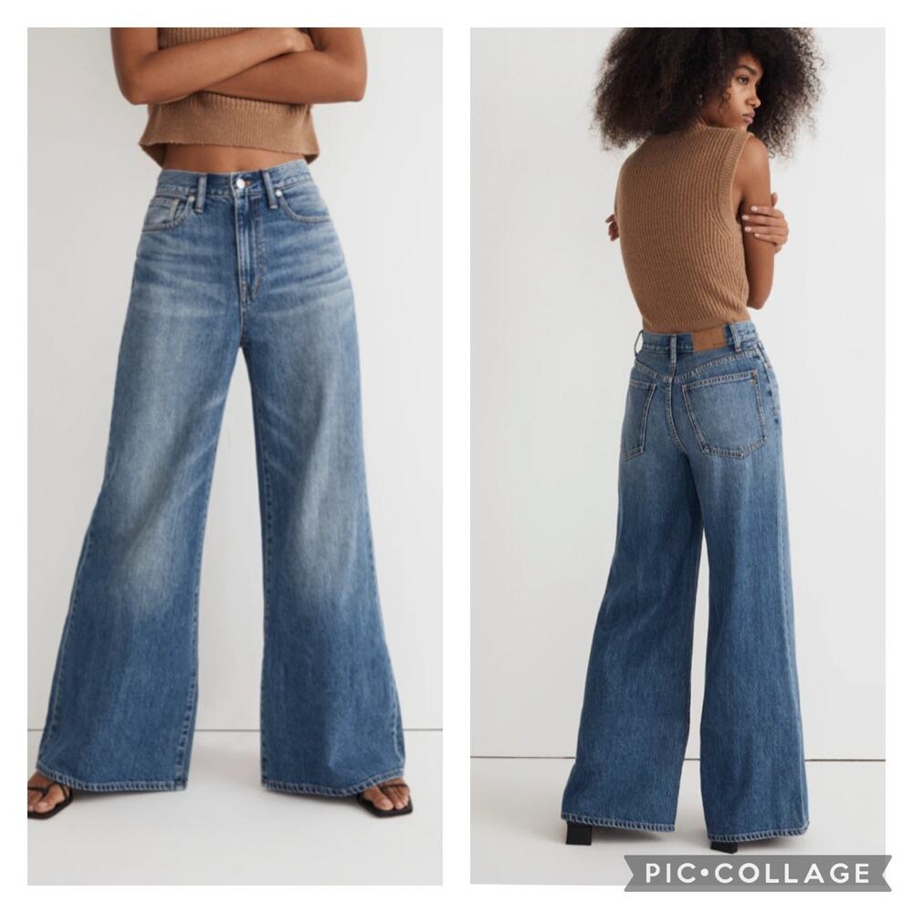 Madewell Blue Wide-Leg Flare Jeans